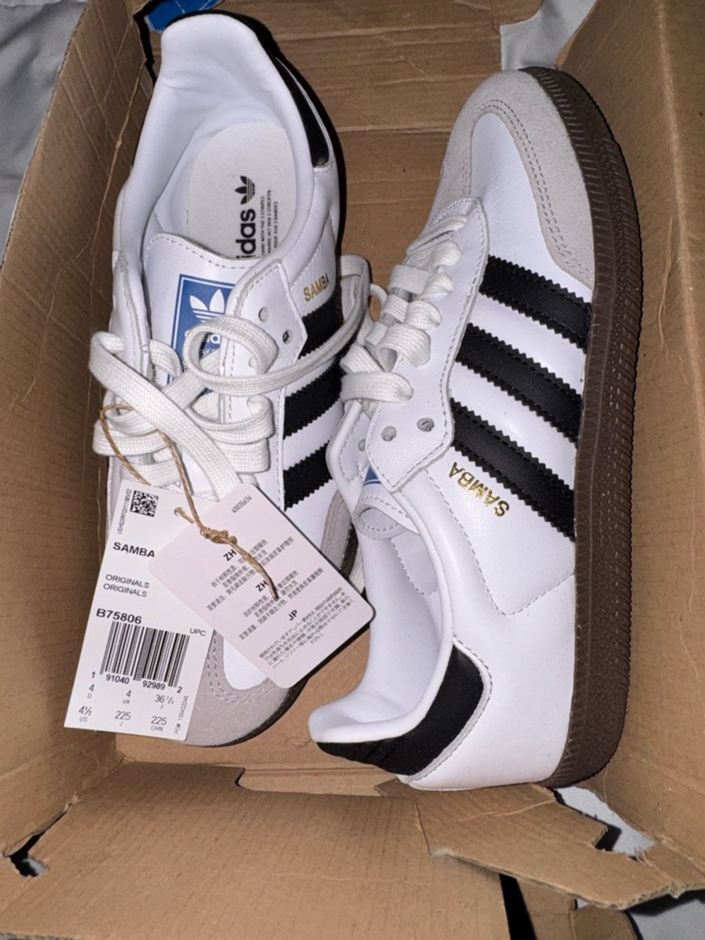 Adidas Samba OG Sneakers Women’s Size 5.5/Men’s Size 4 in White and Black. NWT - Picture 4 of 5